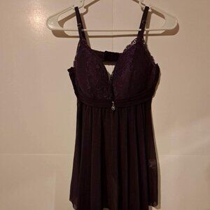 Shirley of Hollywood Women‎ Babydoll Lace & Net Mesh Lingerie purple